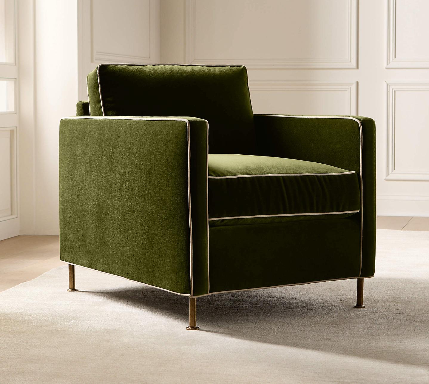 Forest Green Velvet Armchair thumbnail 4